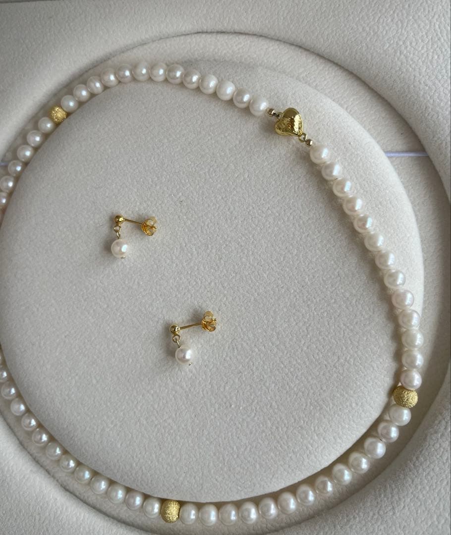 【特価品】あこや真珠　ネックレス　ピアス　ホワイト系　5.5-6mm 40cm