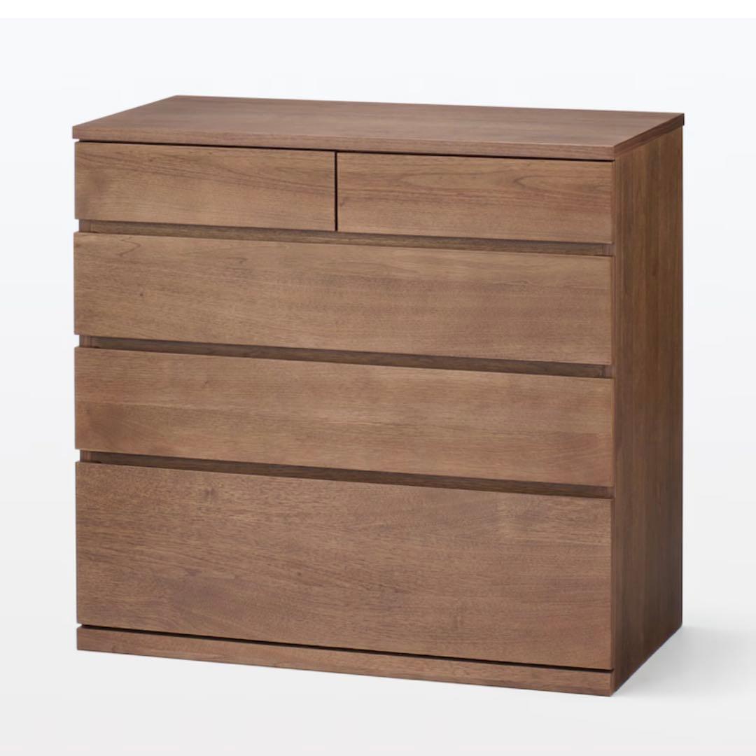 【無印良品 】木製チェスト4段　ウォールナット材突板　幅８８×奥行４４×高さ８３