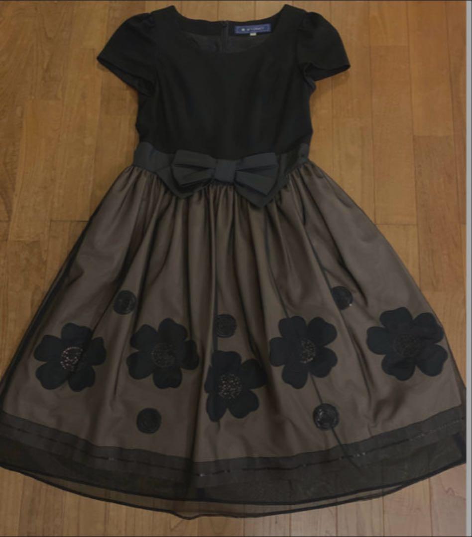 エムズグレイシー フラワー刺繍＆ウエストリボン　ワンピース　42 新品