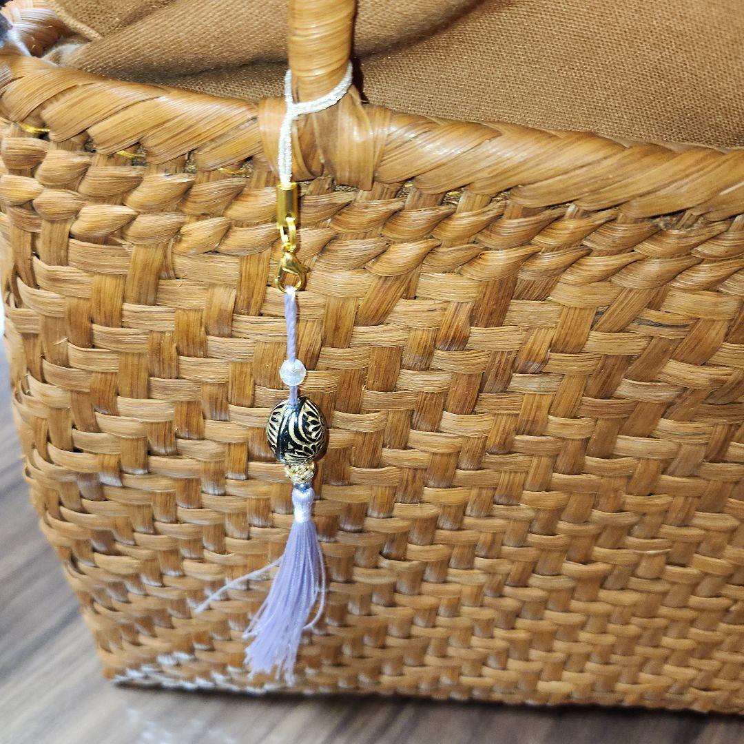 山葡萄ブラウン かごバッグ タッセル付き