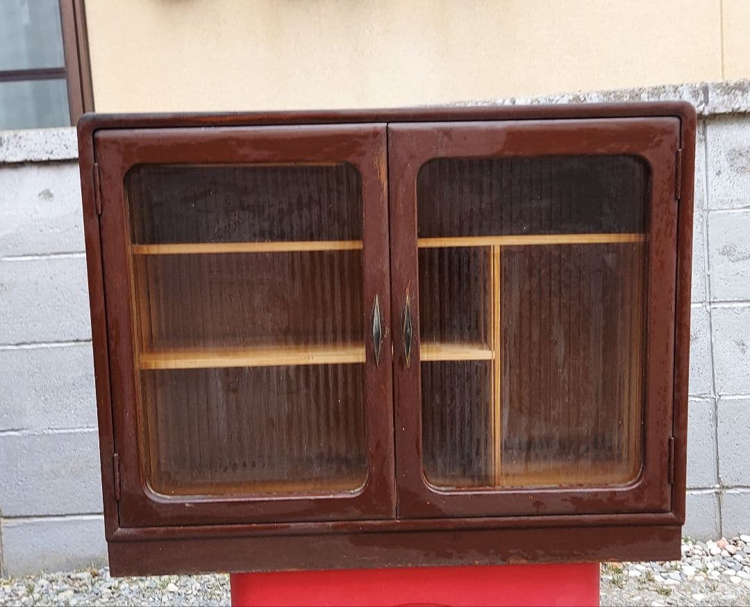 昭和レトロ 木製食器棚 ガラス扉 アンティーク