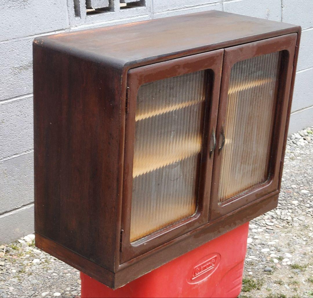 昭和レトロ 木製食器棚 ガラス扉 アンティーク