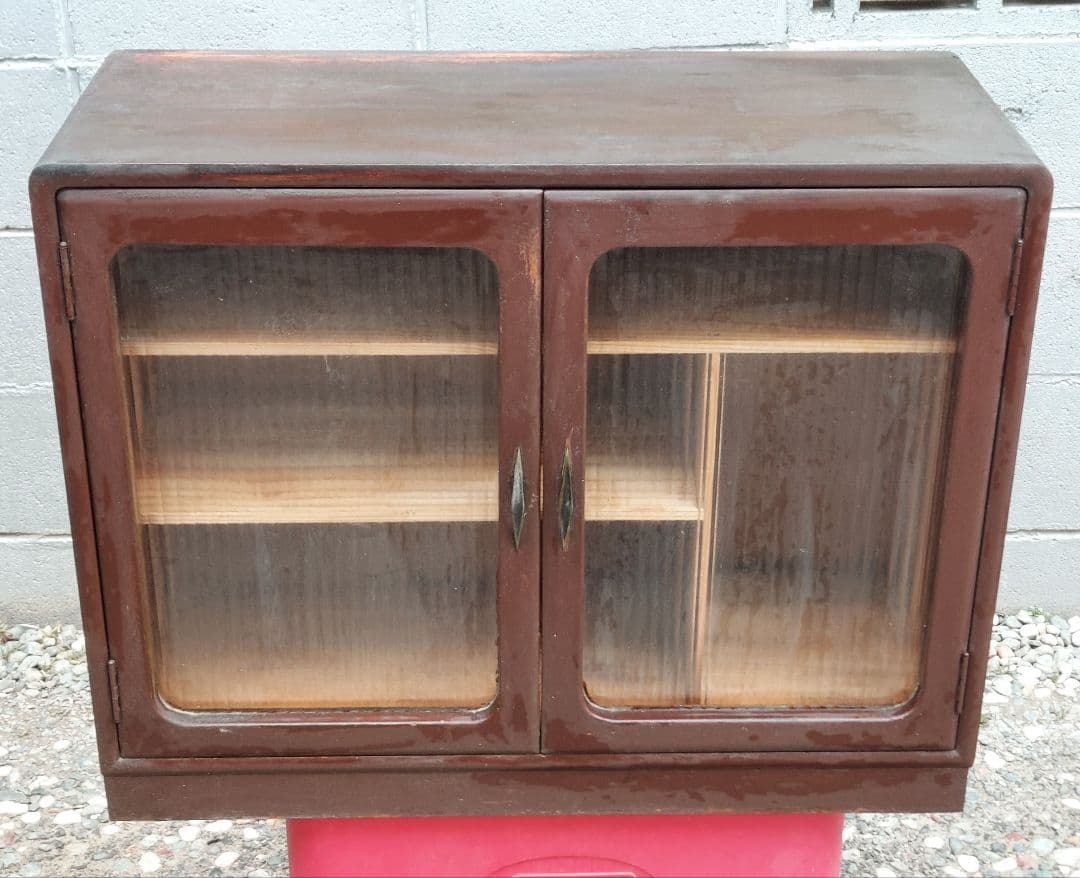 昭和レトロ 木製食器棚 ガラス扉 アンティーク