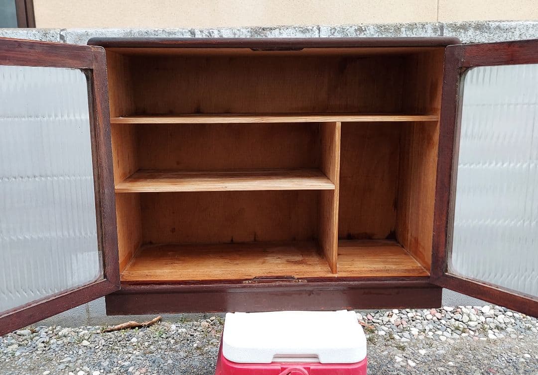 昭和レトロ 木製食器棚 ガラス扉 アンティーク