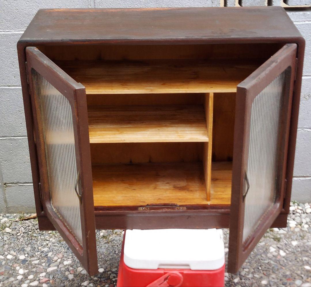 昭和レトロ 木製食器棚 ガラス扉 アンティーク