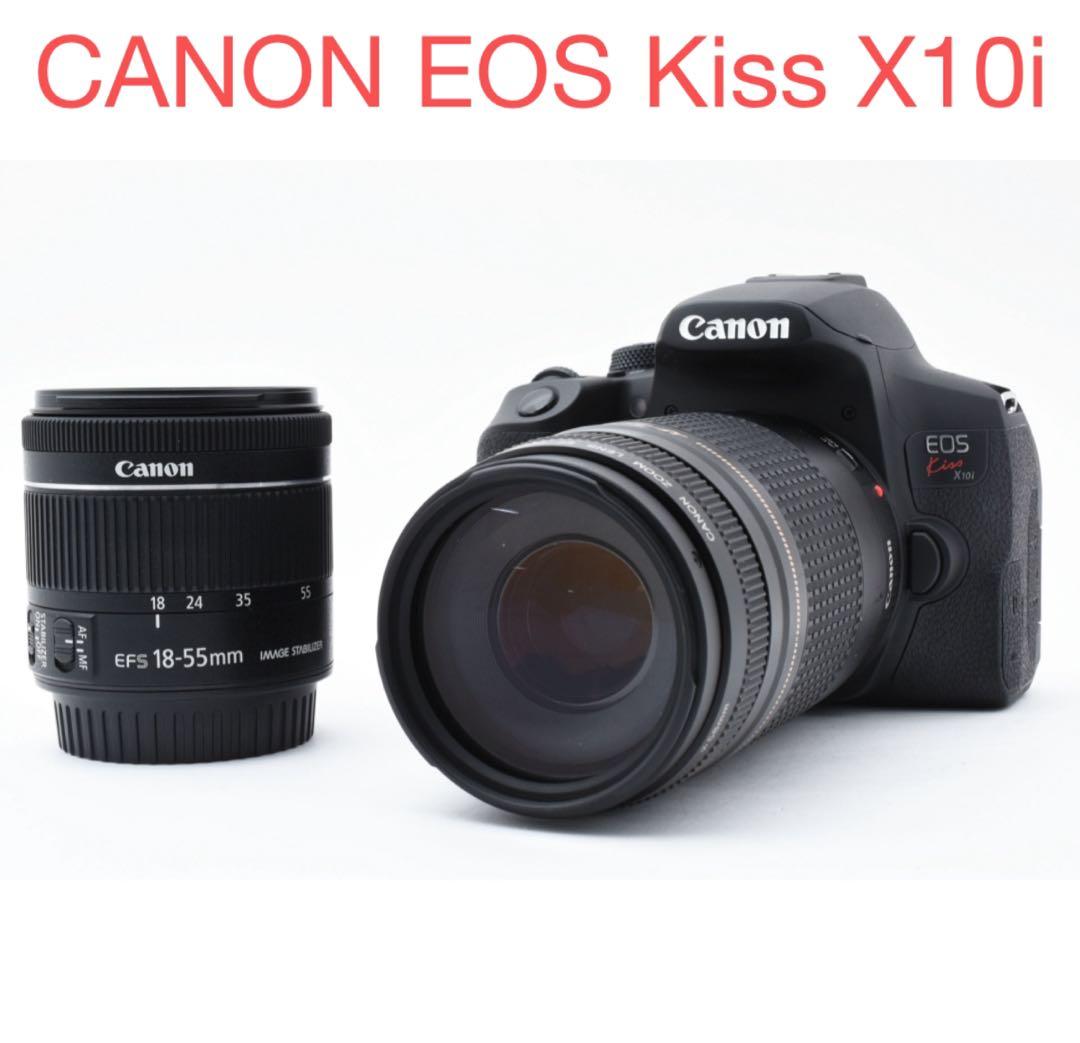 保証付き/一眼レフカメラ/canon kiss x10i標準&望遠レンズセット