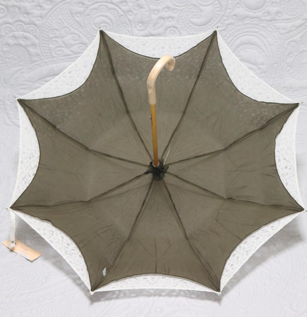 27,500円新品【長傘 日傘】綿100％ 繊細フラワー総レース かわず張り 白