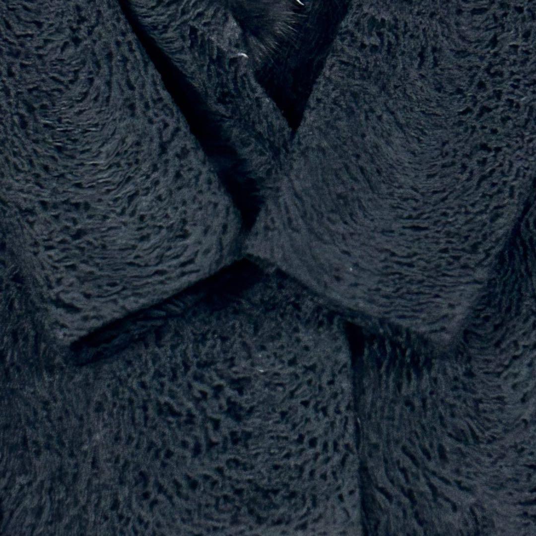 美品 アストラカン カラクールラム フォックスファー ロングコート 黒 105㌢