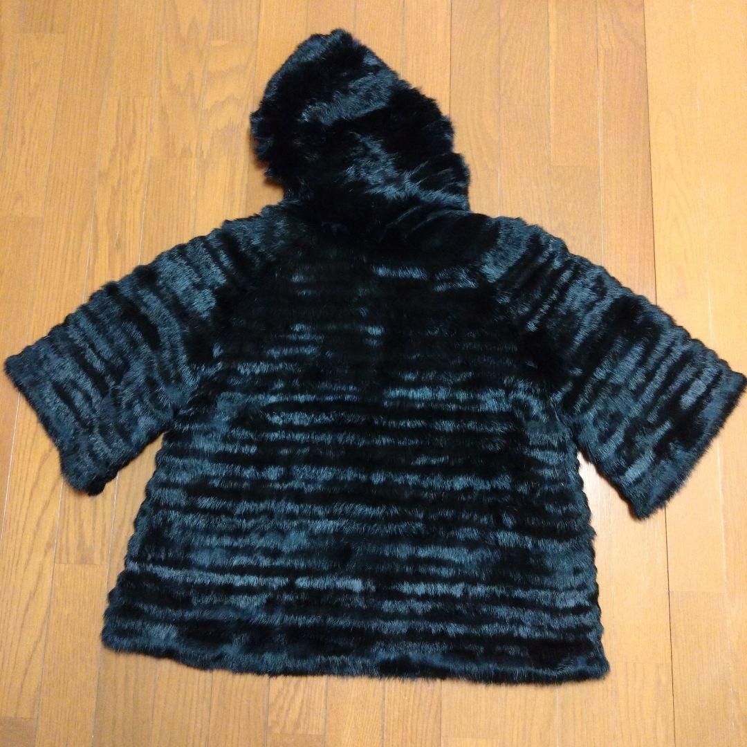 YVES SALOMONラビットファーコート フード付 36