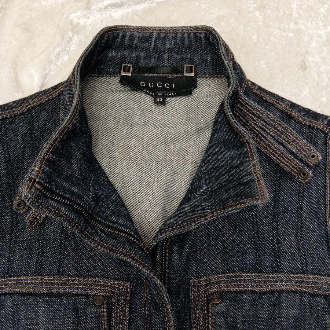 美品 GUCCI グッチ デニム ジャケット ネイビー Gジャン