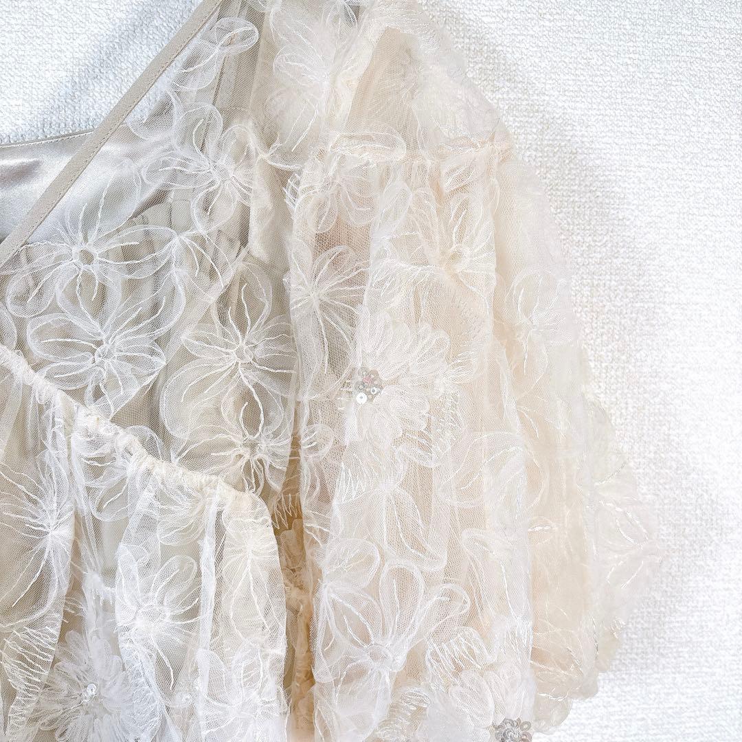 新作✨新品 ドリードール フラッフィーフラワーセットドレス 結婚式 ベージュ M