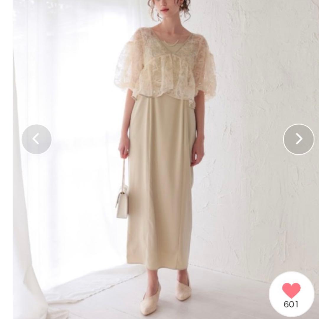 新作✨新品 ドリードール フラッフィーフラワーセットドレス 結婚式 ベージュ M