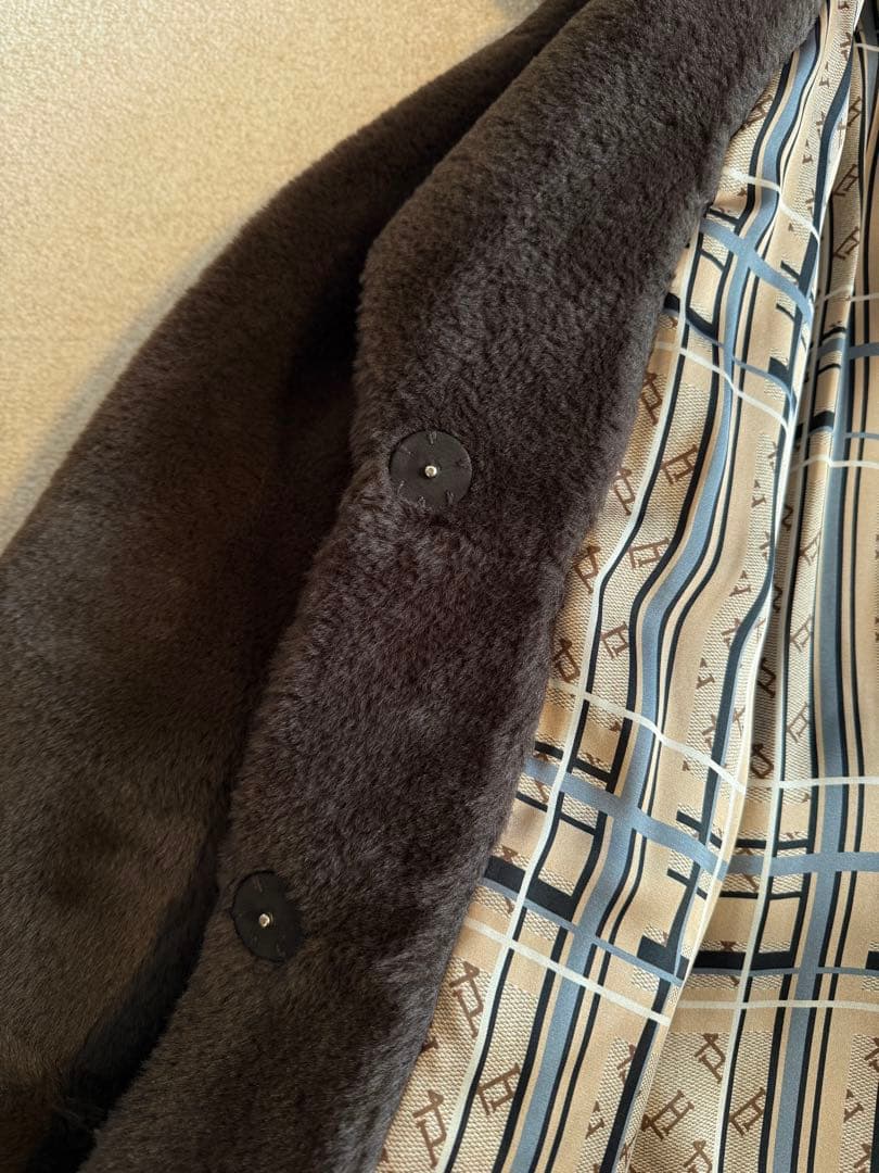 HERNO エコファー マキシロングコート 濃ブラウン 40 上品