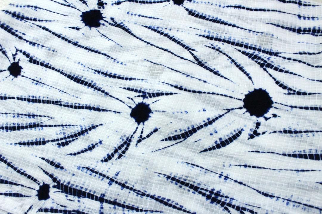 【有松絞り】【浴衣】【白地に藍】【肩身丈161/裄69】白地に藍の杢目絞り浴衣