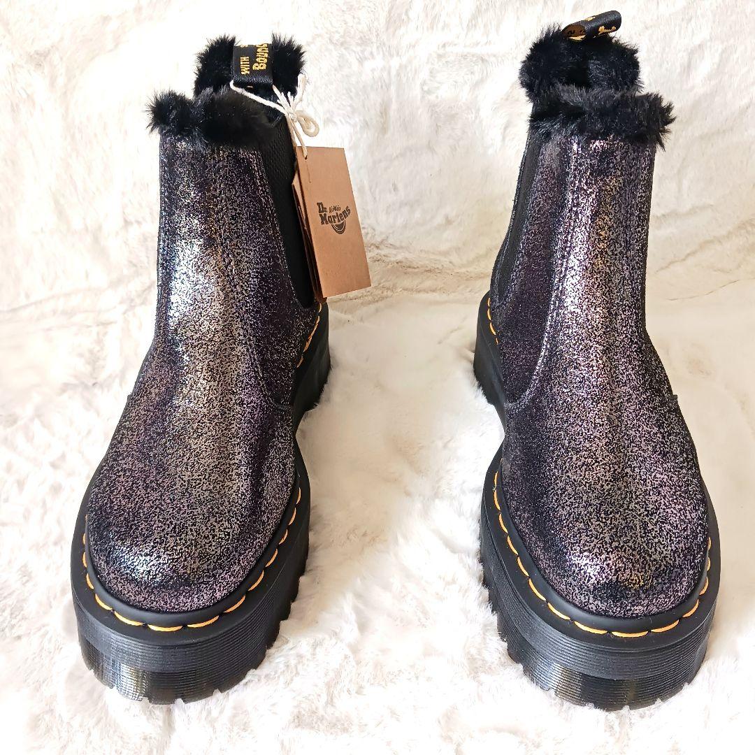 新品　Dr.Martens　サイドゴアブーツ　ボア　厚底　 ブラック　24cm