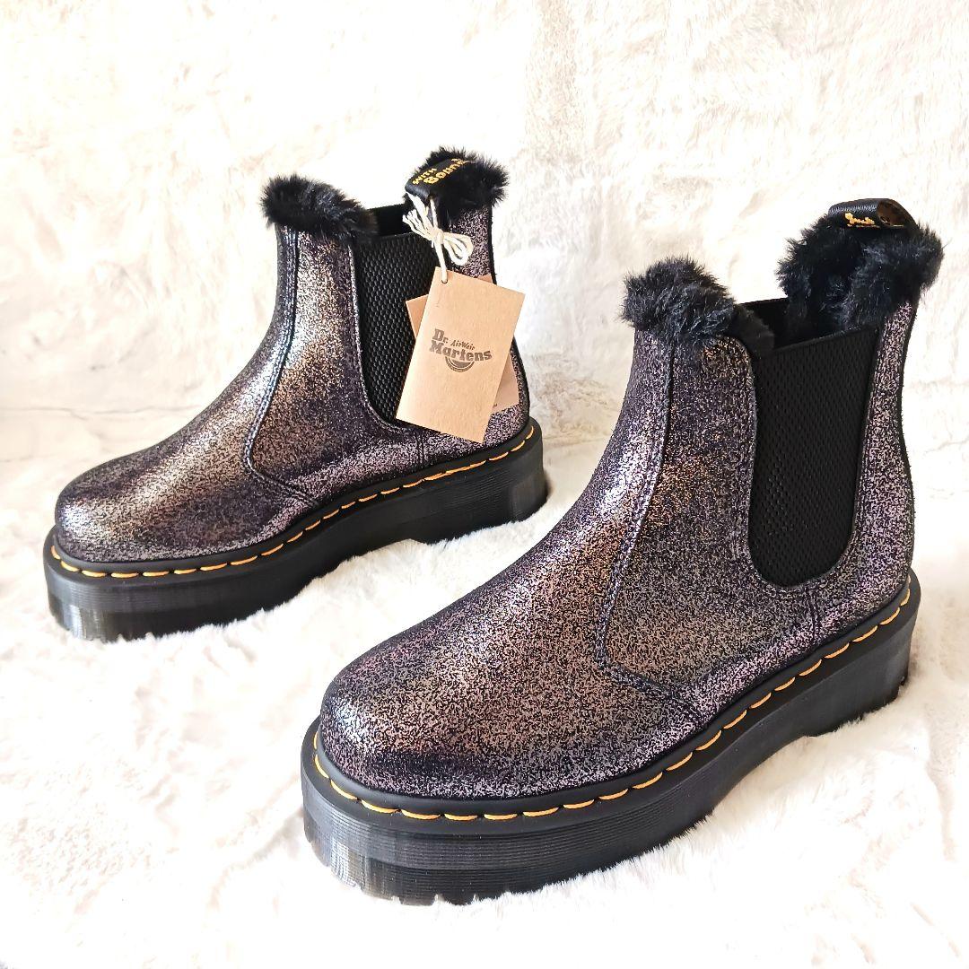 新品　Dr.Martens　サイドゴアブーツ　ボア　厚底　 ブラック　24cm