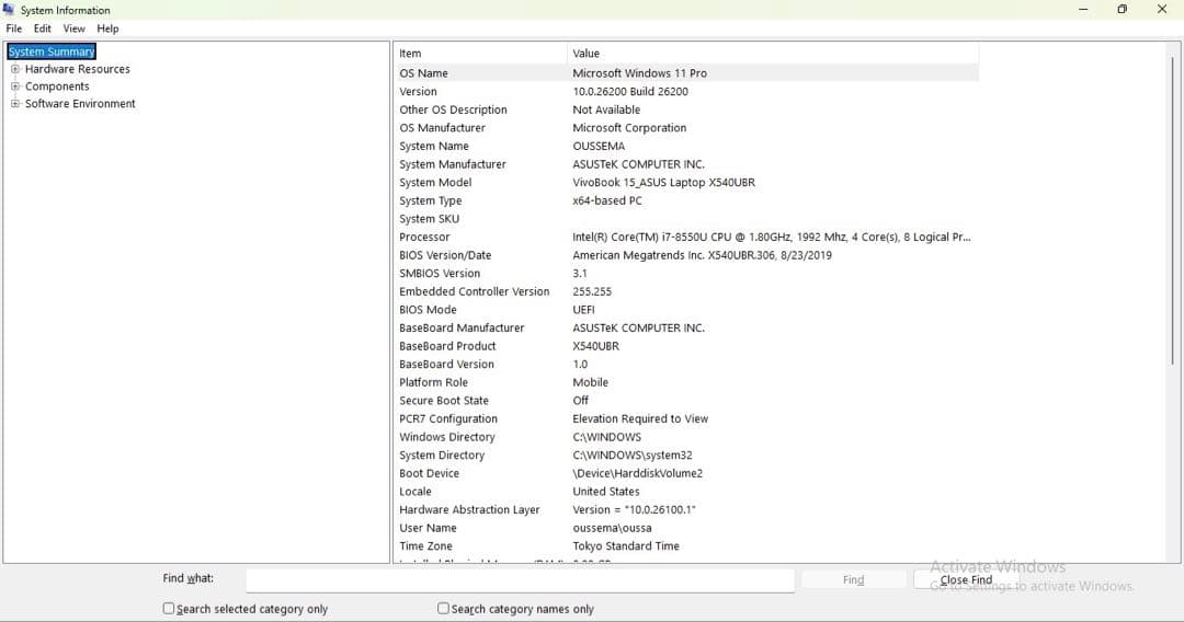ASUS VivoBook i7 8GB 256GB SSD 動作確認済み