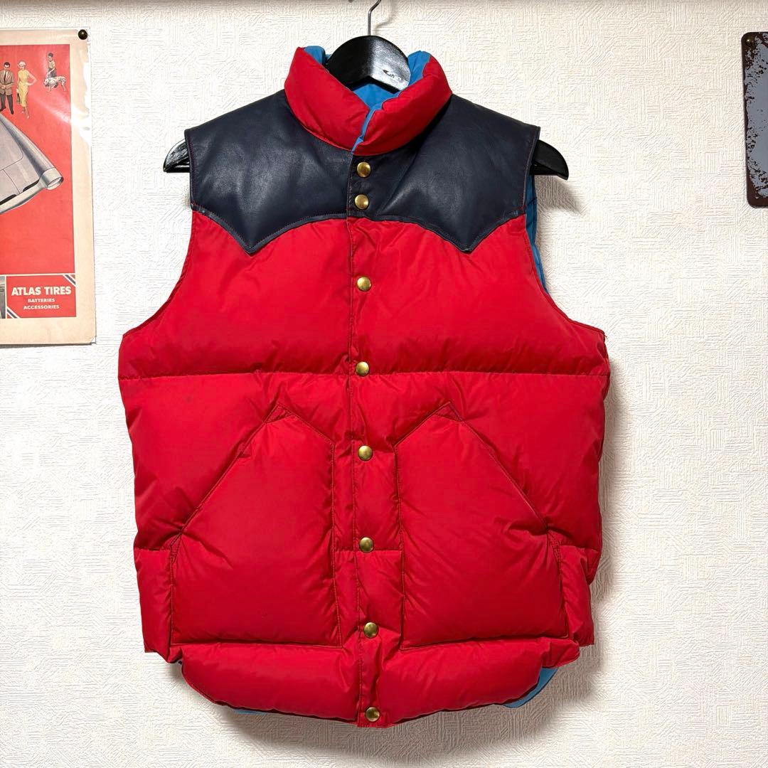 i*e様 極上　ロッキーマウンテン　ダウンベスト　レッド　38 ヨークレザー　ナ