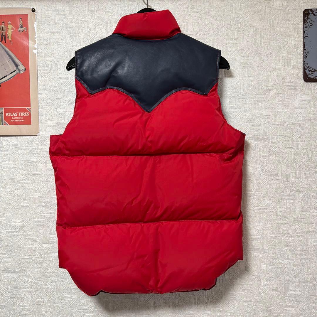 i*e様 極上　ロッキーマウンテン　ダウンベスト　レッド　38 ヨークレザー　ナ