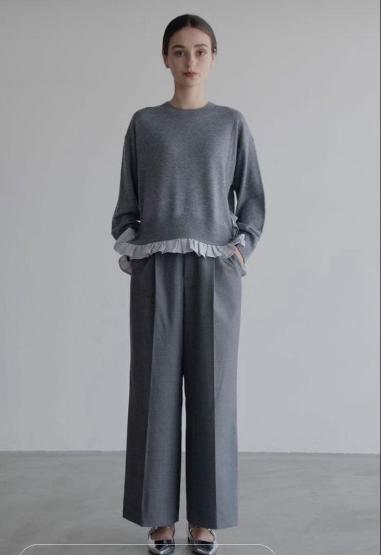 【新品未使用タグ付】OHGA 梳毛パンツ ワイドパンツ グレー M