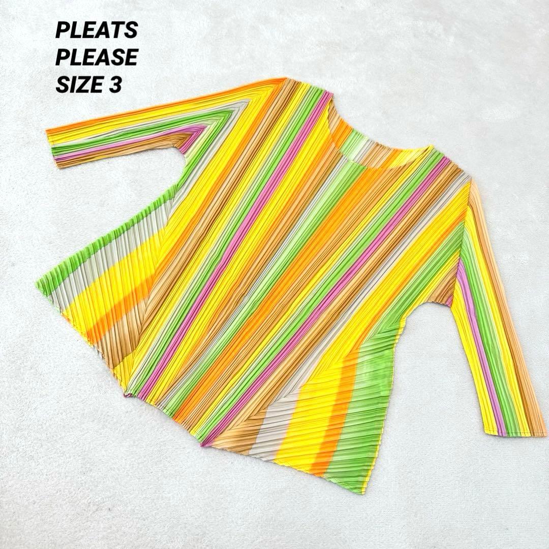 極美品✨PLEATS PLEASE 斜めプリーツ　変形　レインボー　チュニック