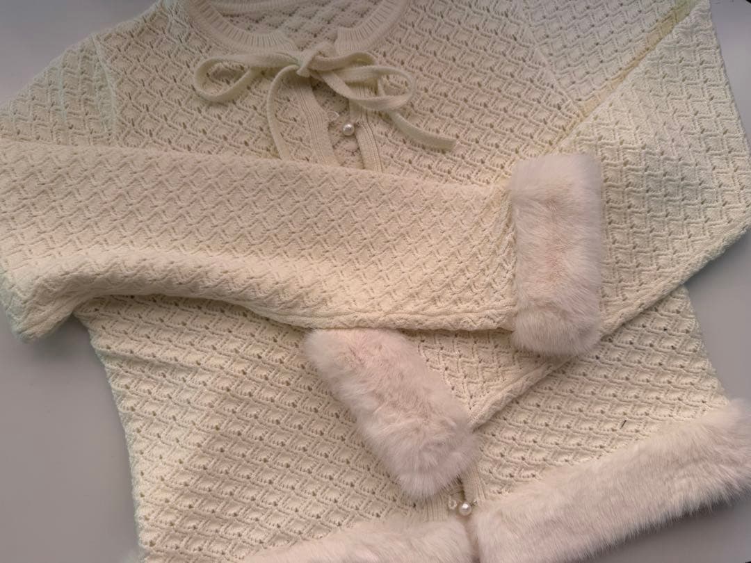 FUR FUR エコファートリムカーディガン