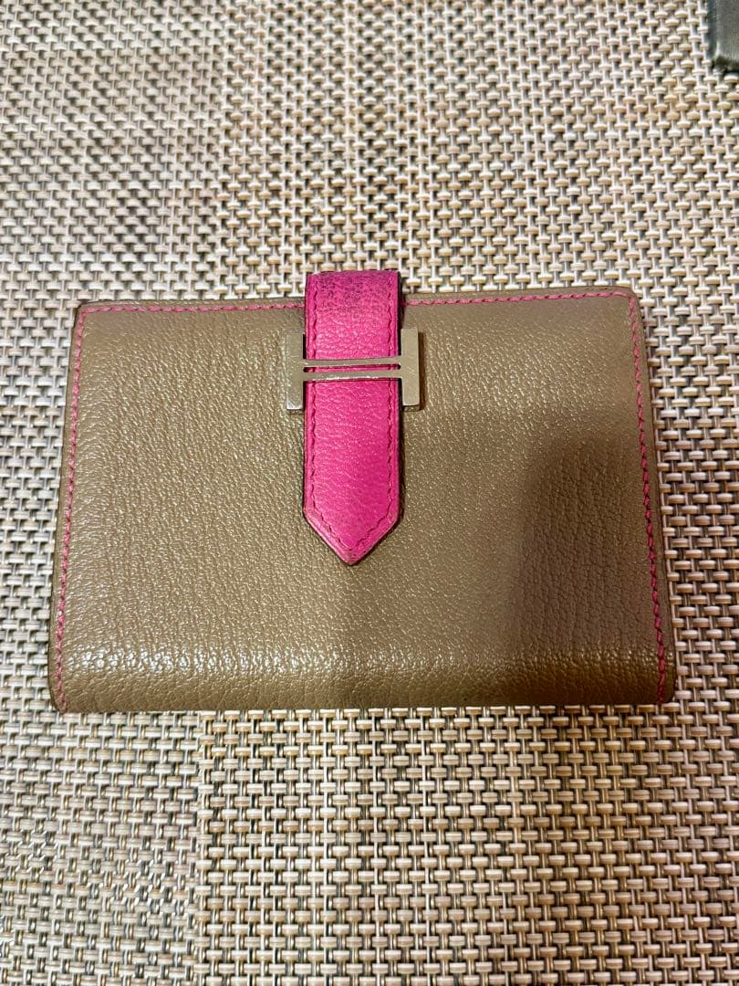 【レア】HERMES(エルメス) 名刺入れ ベアン /シルバー金具/バイカラー