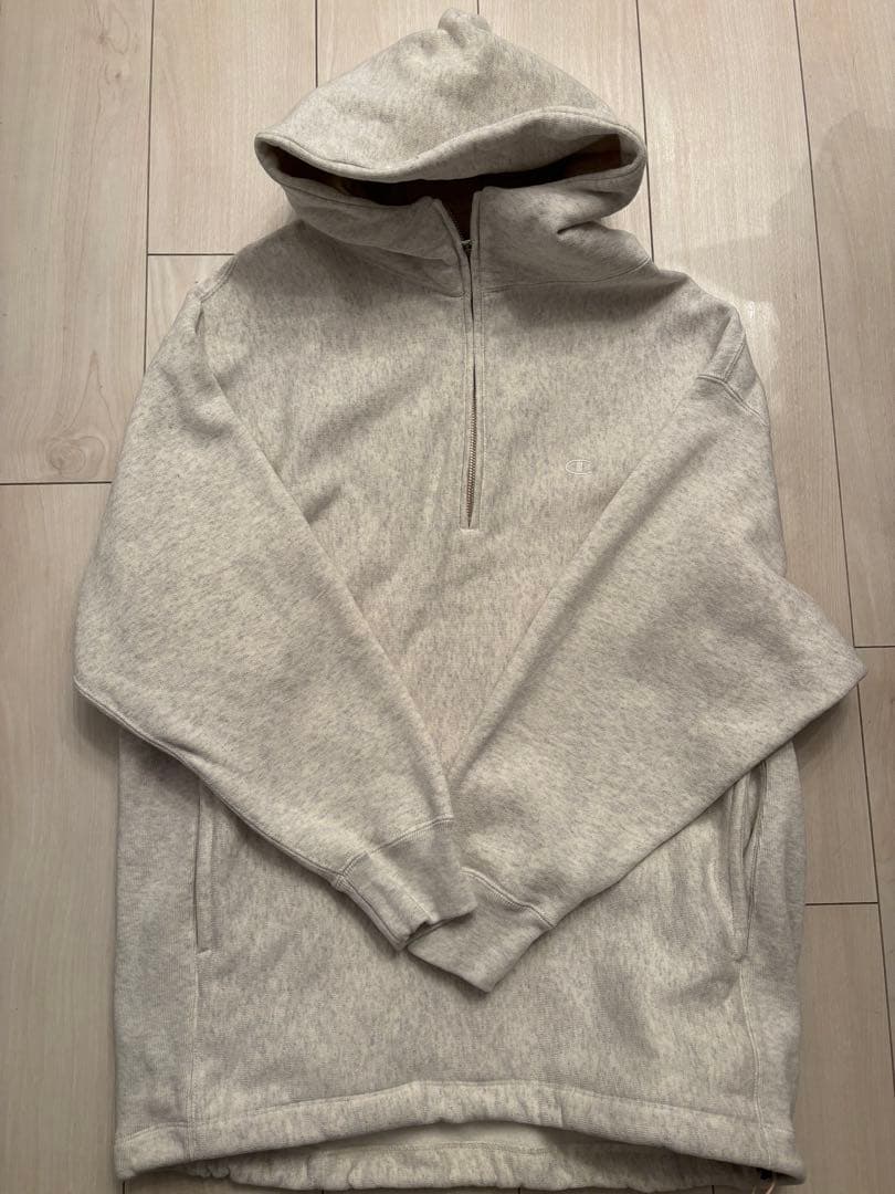Champion 別注 フードハーフジップドロストプルオーバー