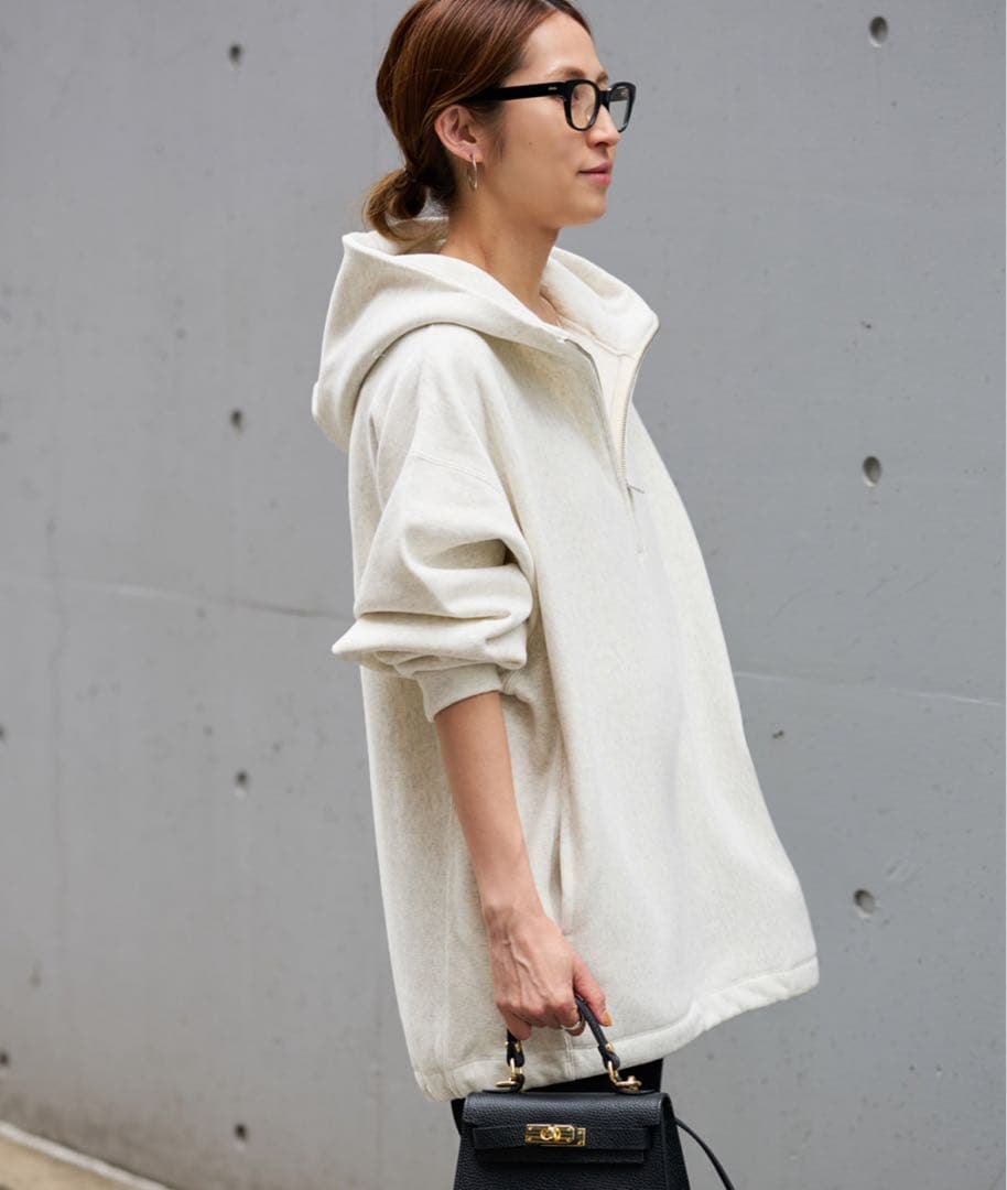 Champion 別注 フードハーフジップドロストプルオーバー