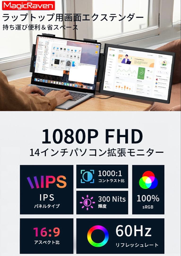 デュアルモニター デュアルディスプレイ 14インチ
