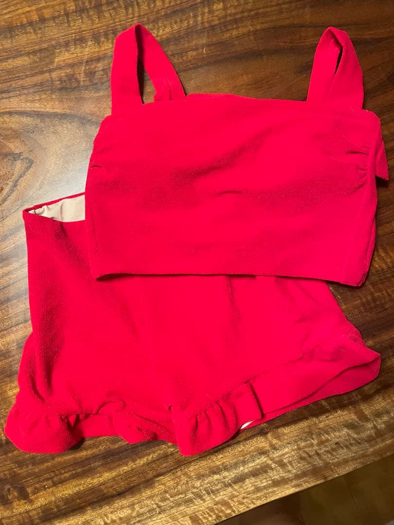 【rosymonster】セパレート水着 フリル付き 赤 swim 2024