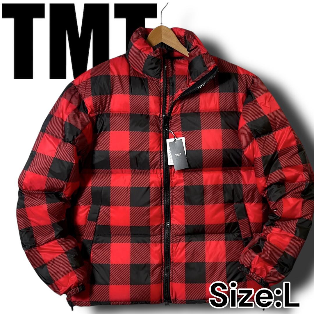 L 定8.8万 TMT ティーエムティー ダウンジャケット ブルゾン チェック柄
