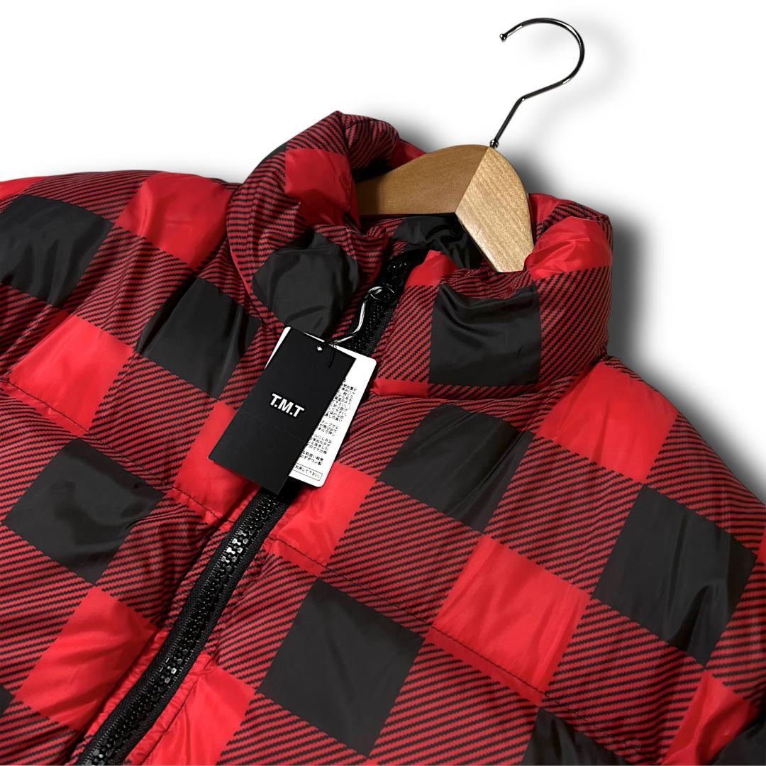 L 定8.8万 TMT ティーエムティー ダウンジャケット ブルゾン チェック柄