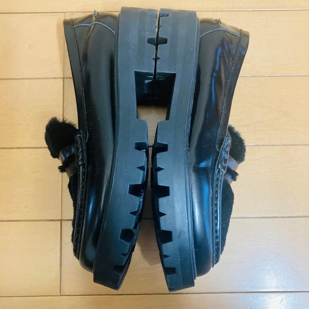 ARTESANOS アルテサノス レザー ×ファー ローファー　黒　ブラック