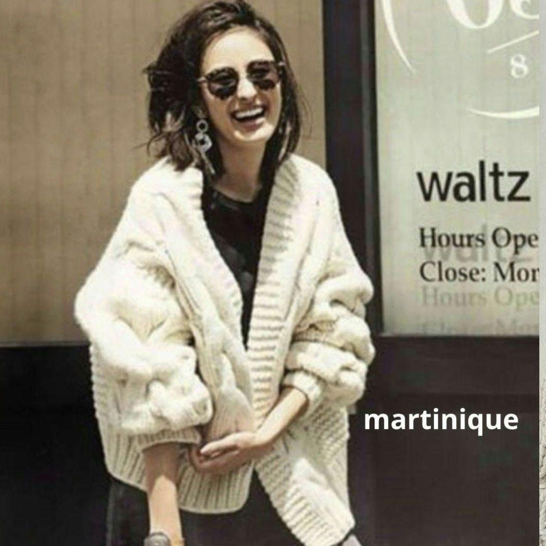 martinique マルティニーク ニット ケーブルカーディガン ホワイト