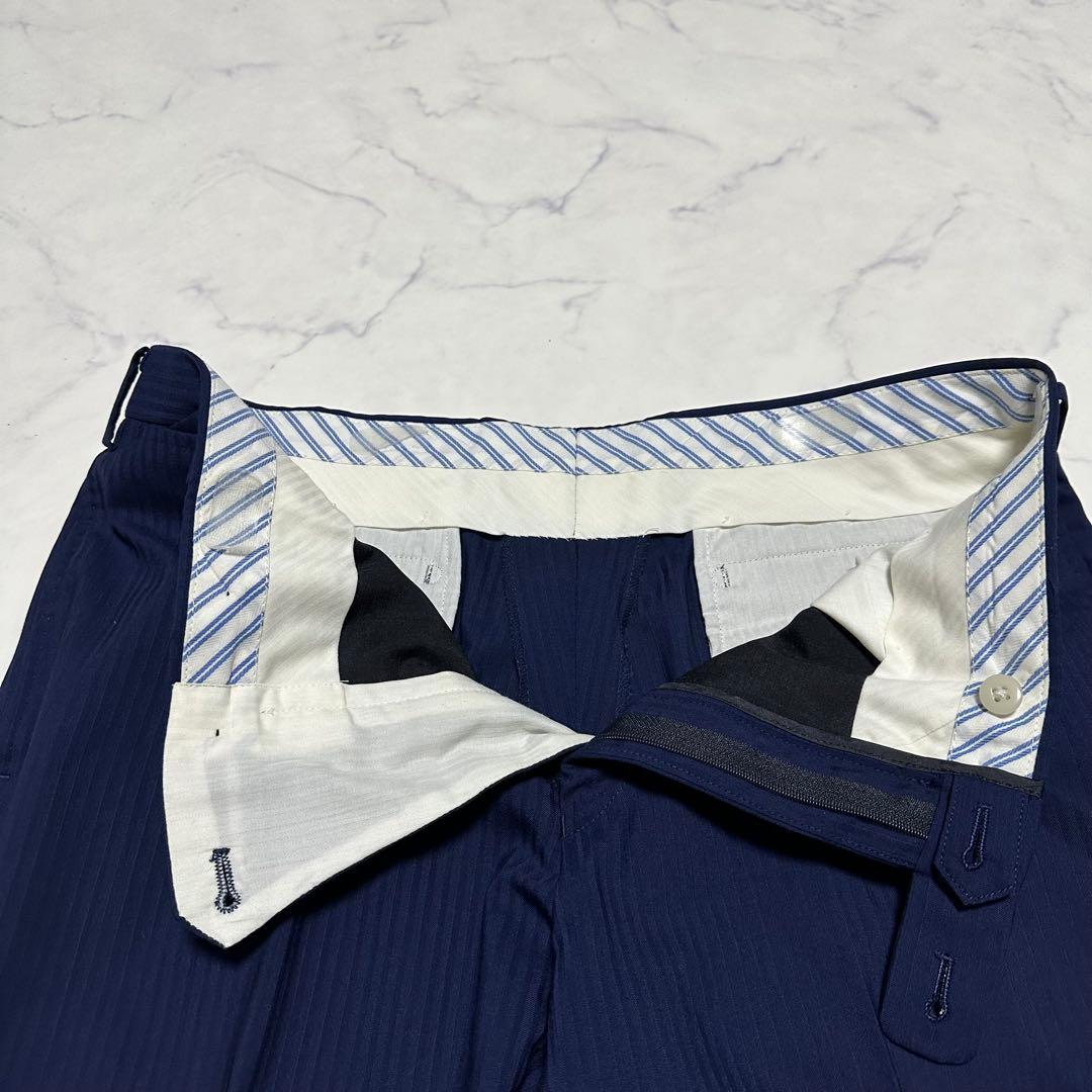 美品　ヒルトンHILTON ネイビースーツ　シャドーストライプ 明るめ　A7