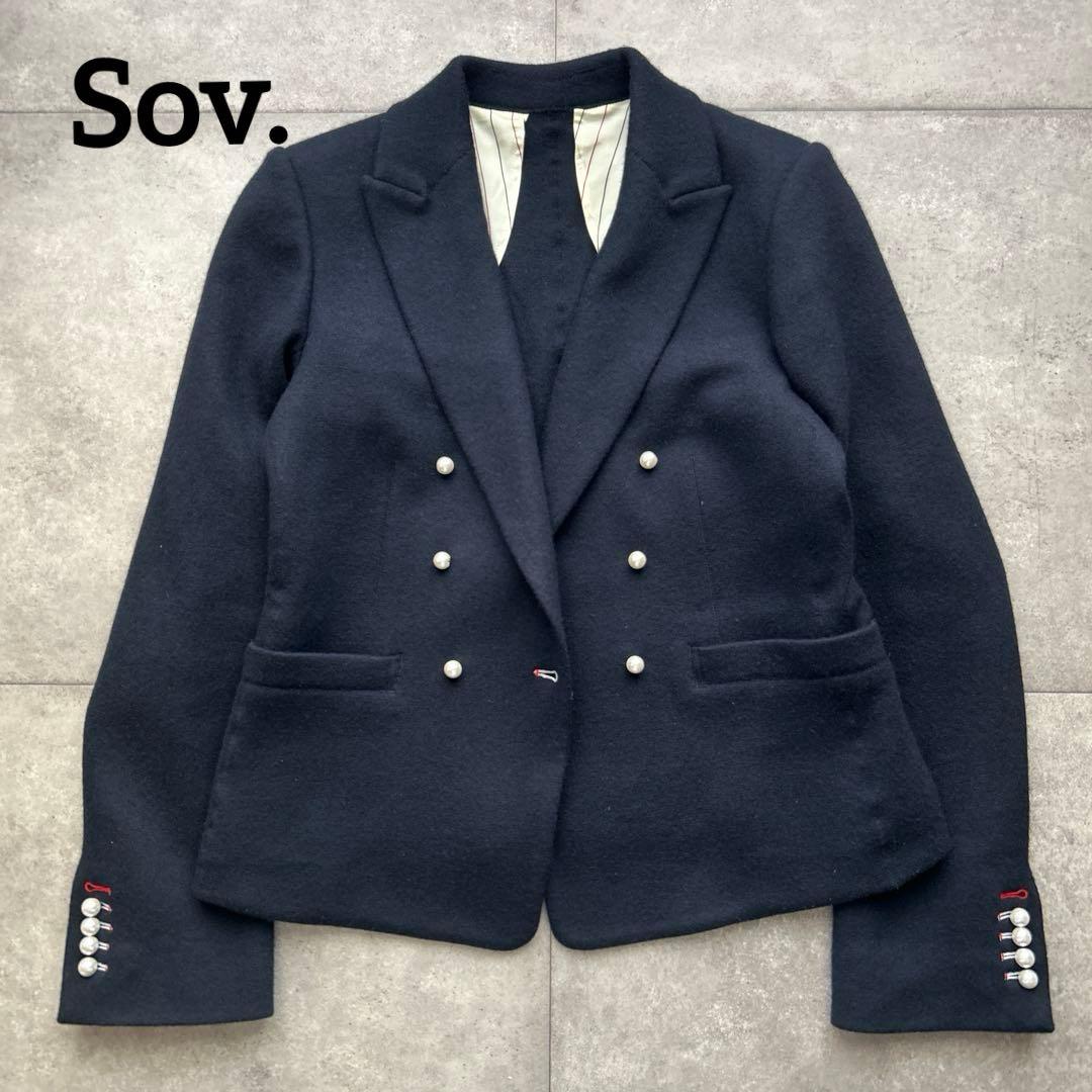 sov. パール　ダブルブレス　ジャケット　ネイビー