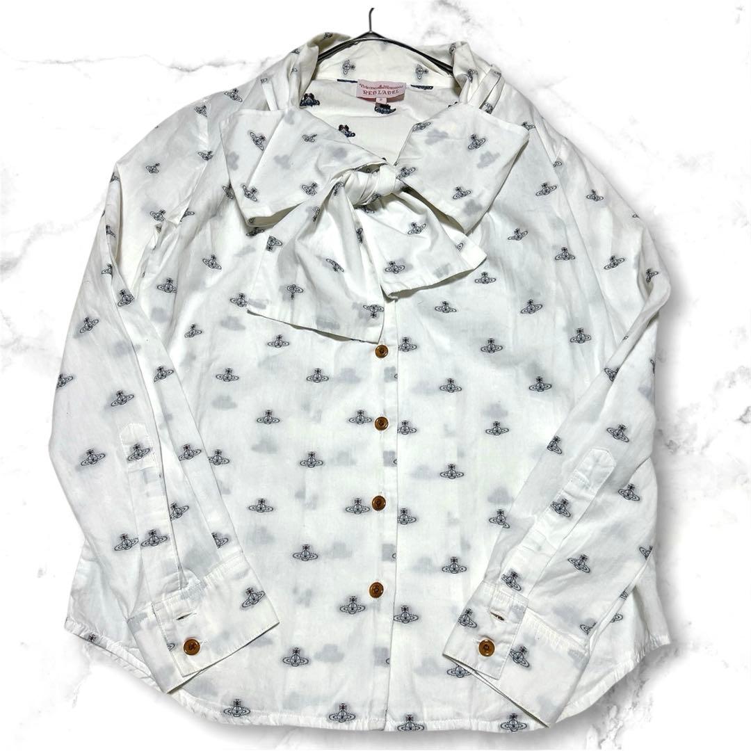 Vivienne Westwood オーブ 刺繍 ボウタイ ブラウス M