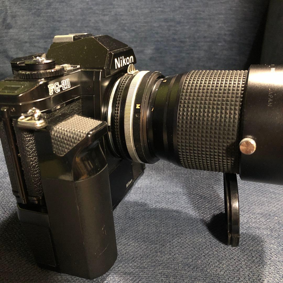 オールドカメラ　Nikon FG-20 完動美品　ニッコールレンズ&MD-14付