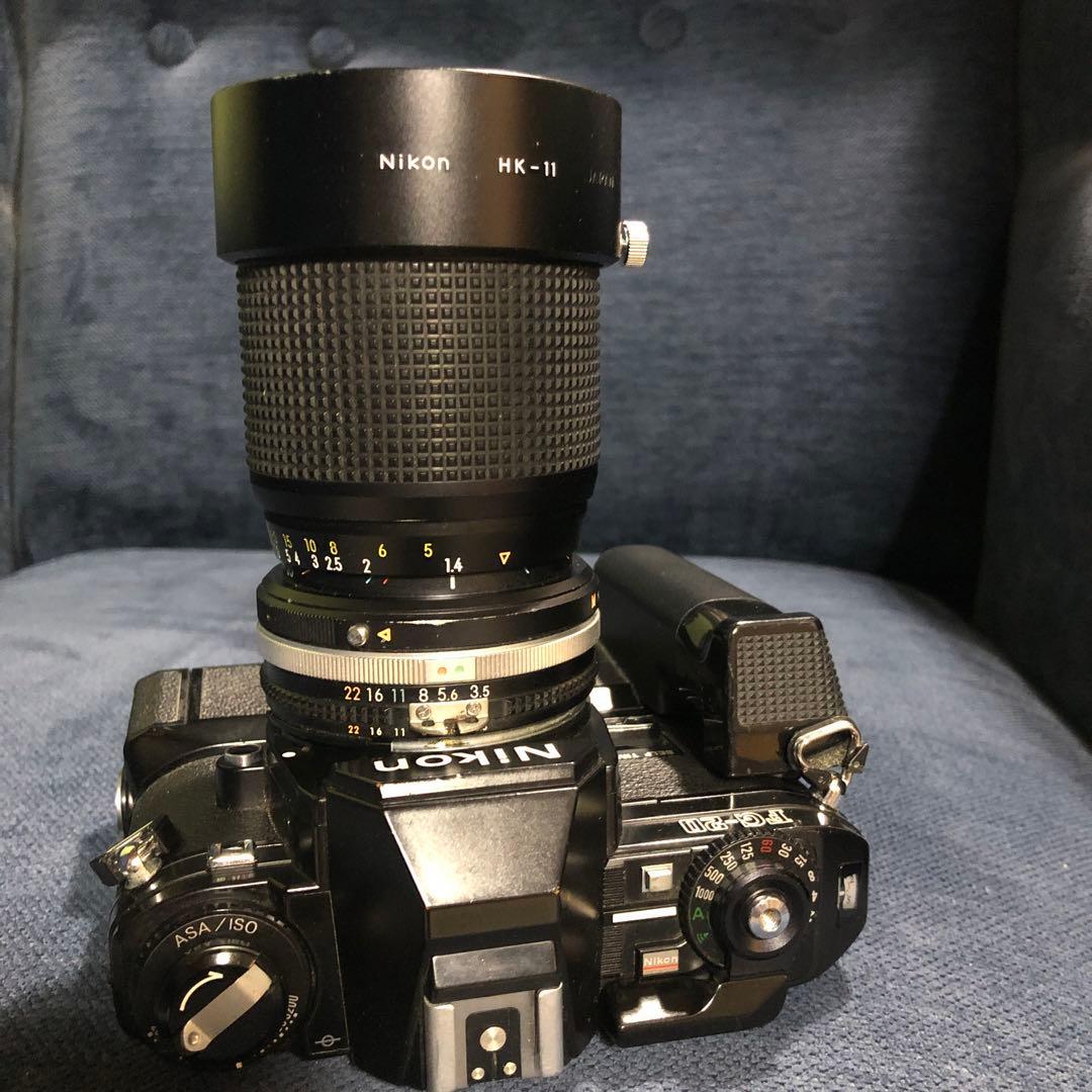 オールドカメラ　Nikon FG-20 完動美品　ニッコールレンズ&MD-14付