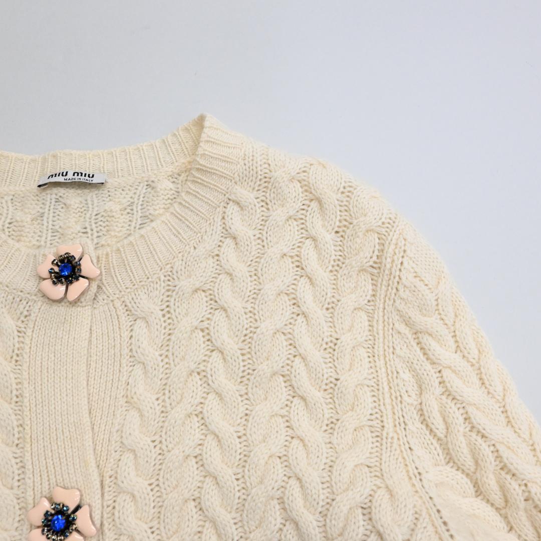 ■ 39225★冬 miumiu ミュウミュウ カーディガン ビジュー