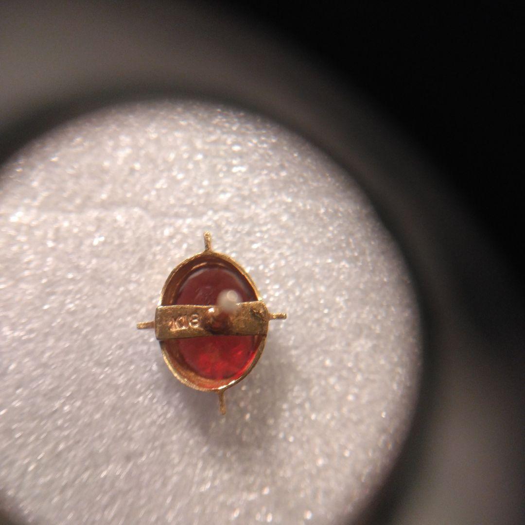 K18 赤色オーバルカット宝石 ゴールド台座付き 中古品　ビンテージ　タイピン