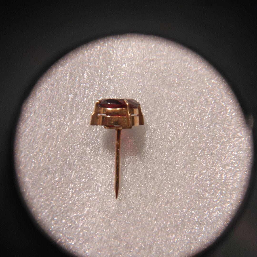 K18 赤色オーバルカット宝石 ゴールド台座付き 中古品　ビンテージ　タイピン