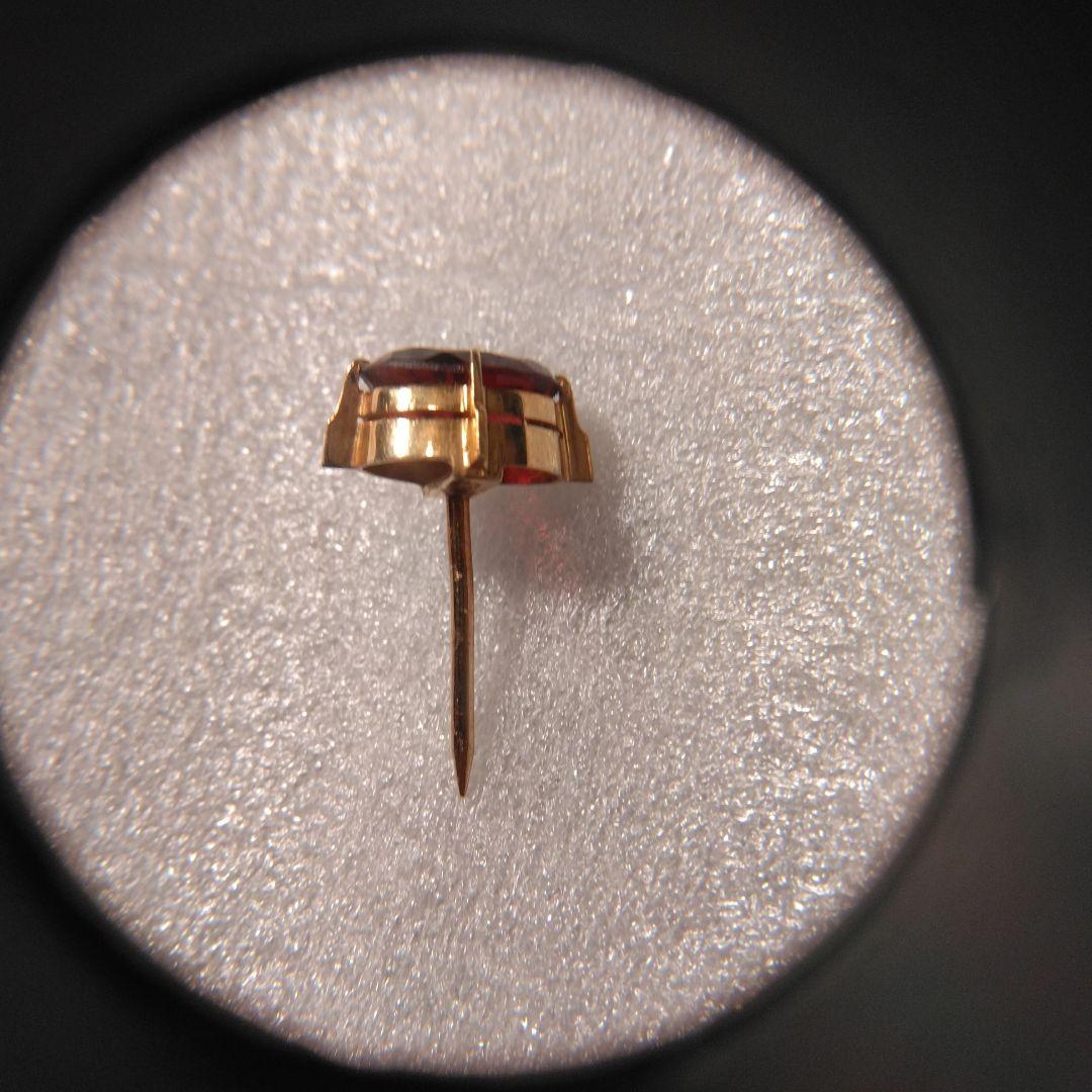 K18 赤色オーバルカット宝石 ゴールド台座付き 中古品　ビンテージ　タイピン