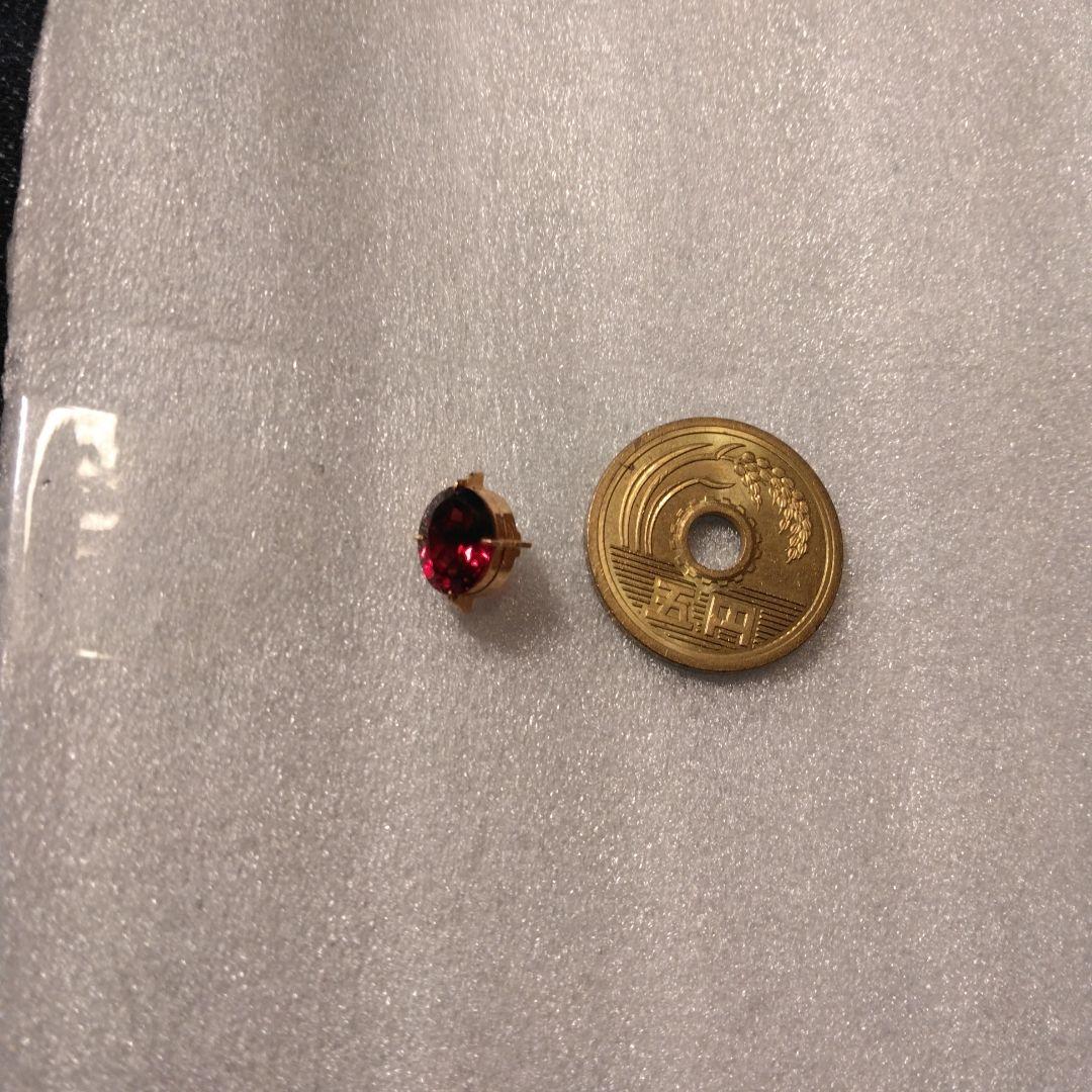 K18 赤色オーバルカット宝石 ゴールド台座付き 中古品　ビンテージ　タイピン