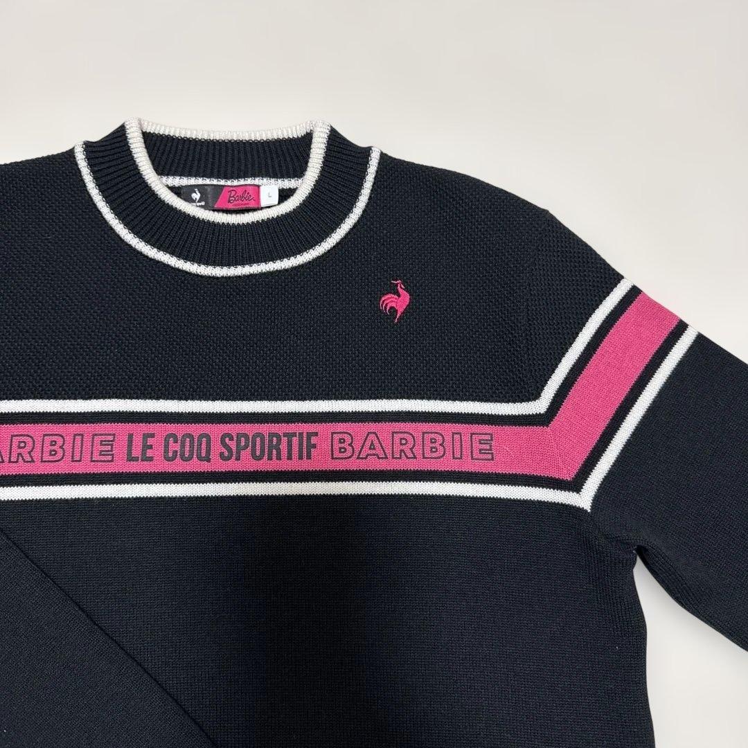 デサント製　バービー　ルコックコラボ　ラインセーター　L ブラック　ピンク