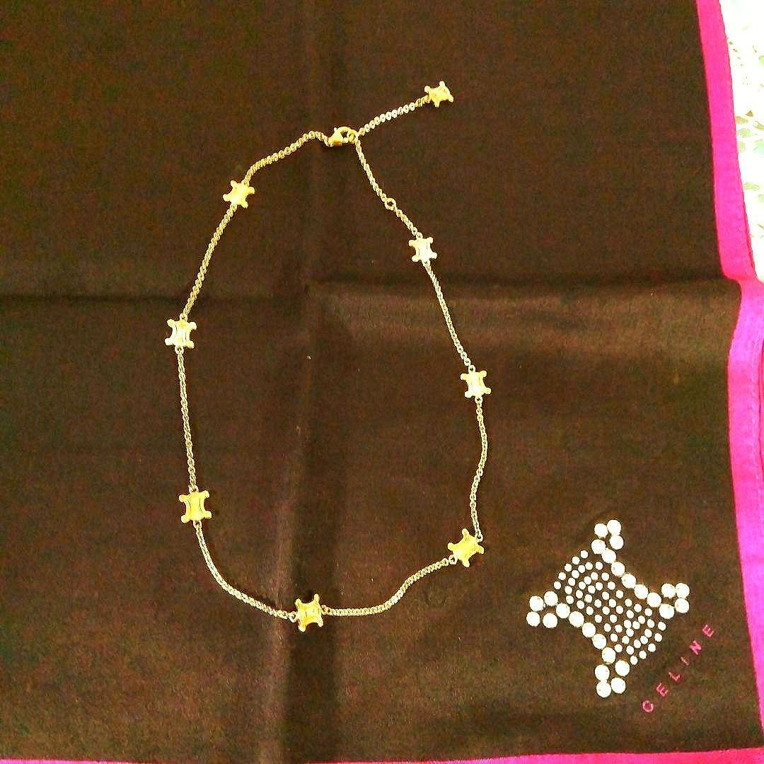 CELINEヴィンテージネックレス✚未使用大判ハンカチ