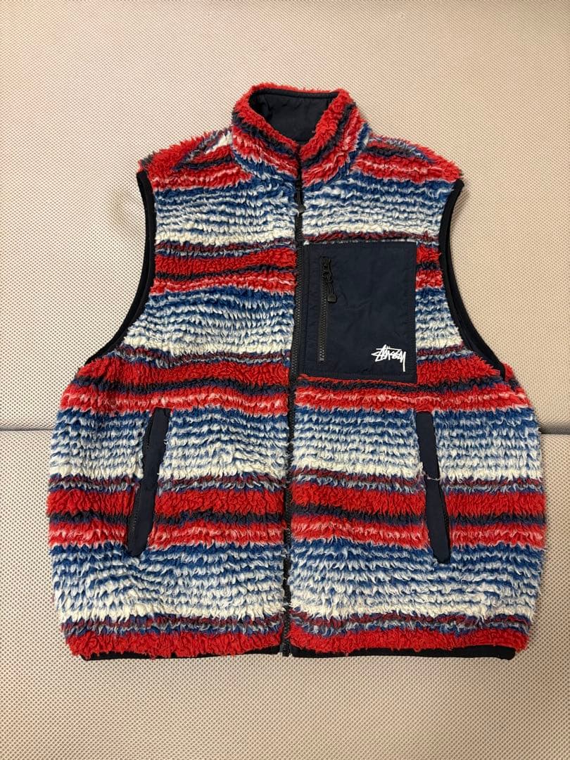 Stussy striped Sherpa vest Mサイズ