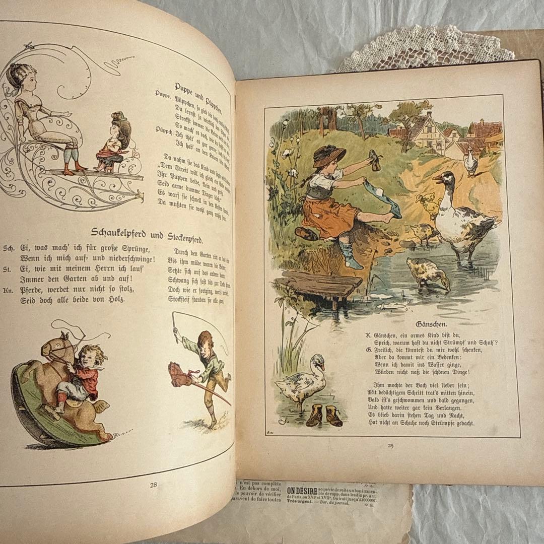 稀少1880年アンティーク美しい絵本ドイツ語　洋書　古書ジャンクジャーナル児童書