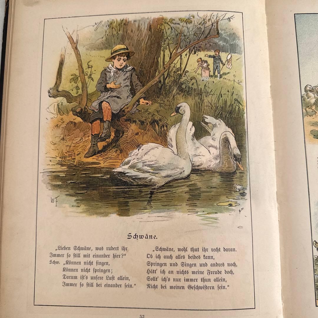 稀少1880年アンティーク美しい絵本ドイツ語　洋書　古書ジャンクジャーナル児童書